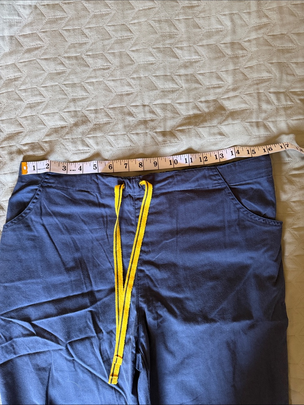 2 pair Wink Scrub Pants- Navy with Yellow Drawstring. Multiple pockets - Picture 7 of 9